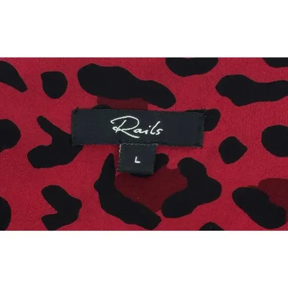 Rails “Lillian” Red Leopard Button Down Blouse Size L - Picture 12 of 13